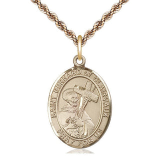 14kt Gold Saint Bernard of Clairvaux Medal Engraved Catholic Saint Jewelry