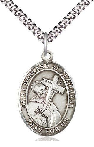 Pewter Saint Bernard of Clairvaux Medal Catholic Jewelry Engraved Catholic Saint Jewelry