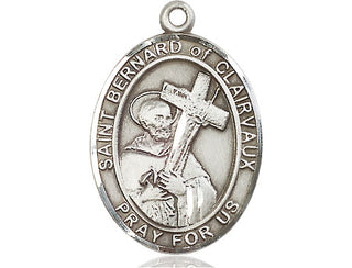 Sterling Silver Saint Bernard of Clairvaux Medal Catholic Jewelry Engraved Catholic Saint Jewelry