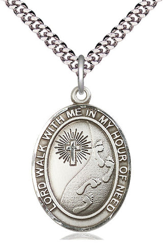 Pewter Footprints Cross Medal Catholic Jewelry Engraved Catholic Saint Jewelry