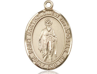 14kt Gold Saint Bartholomew the Apostle Medal Engraved Catholic Saint Jewelry