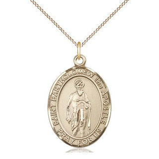 14kt Gold Saint Bartholomew the Apostle Medal Engraved Catholic Saint Jewelry