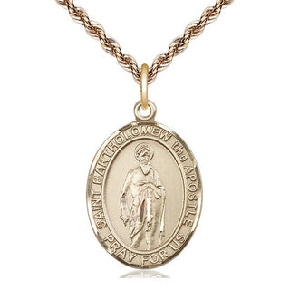 14kt Gold Saint Bartholomew the Apostle Medal Engraved Catholic Saint Jewelry