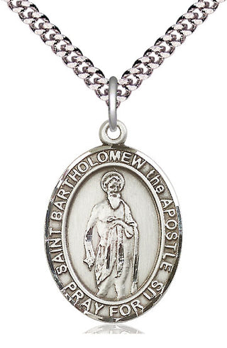Sterling Silver Saint Bartholomew the Apostle Medal Catholic Jewelry Engraved Catholic Saint Jewelry