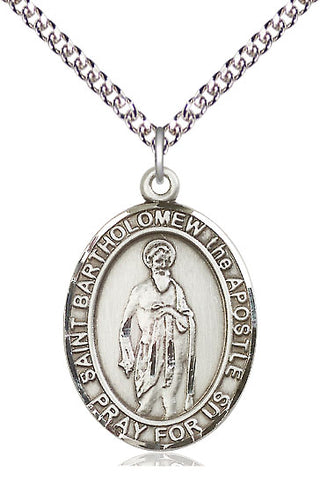 Sterling Silver Saint Bartholomew the Apostle Medal Catholic Jewelry Engraved Catholic Saint Jewelry