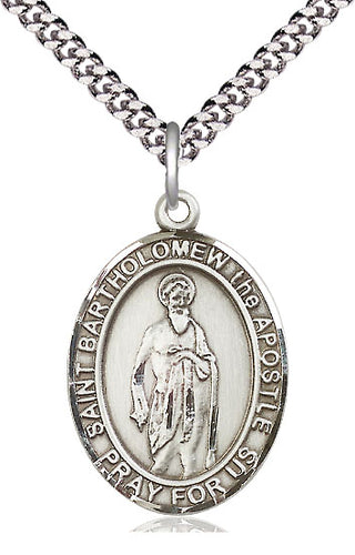 Sterling Silver Saint Bartholomew the Apostle Medal Catholic Jewelry Engraved Catholic Saint Jewelry