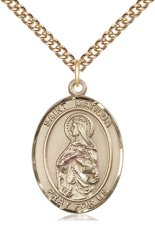 14kt Gold Filled Saint Matilda Medal Catholic Jewelry Engraved Catholic Saint Jewelry