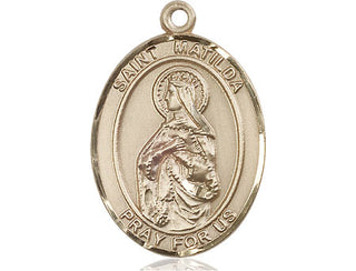 14kt Gold Saint Matilda Medal Engraved Catholic Saint Jewelry