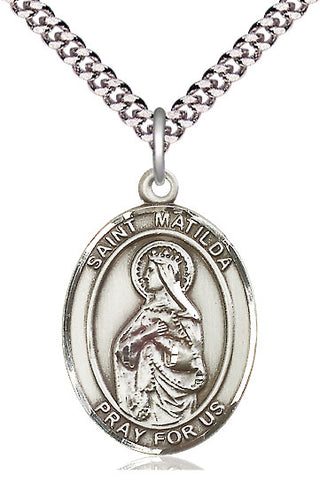 Sterling Silver Saint Matilda Medal Catholic Jewelry Engraved Catholic Saint Jewelry