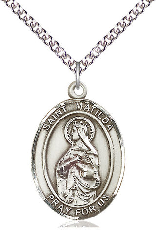 Sterling Silver Saint Matilda Medal Catholic Jewelry Engraved Catholic Saint Jewelry