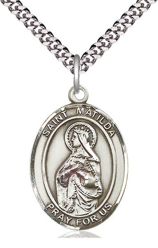 Sterling Silver Saint Matilda Medal Catholic Jewelry Engraved Catholic Saint Jewelry