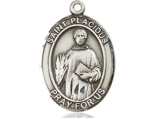 Pewter Saint Placidus Medal Engraved Catholic Saint Jewelry