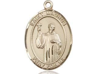 14kt Gold Filled Saint Maurus Medal Engraved Catholic Saint Jewelry