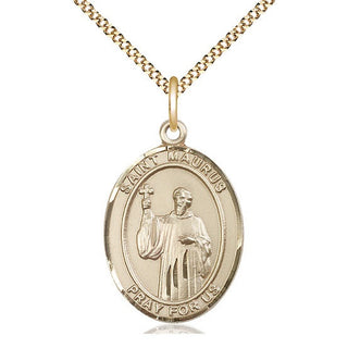14kt Gold Filled Saint Maurus Medal Catholic Jewelry Engraved Catholic Saint Jewelry