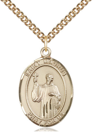14kt Gold Filled Saint Maurus Medal Catholic Jewelry Engraved Catholic Saint Jewelry