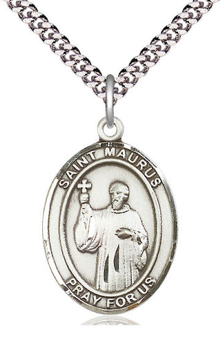 Pewter Saint Maurus Medal Catholic Jewelry Engraved Catholic Saint Jewelry