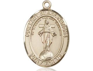 14kt Gold Filled Our Lady of All Nations Medal Engraved Catholic Saint Jewelry