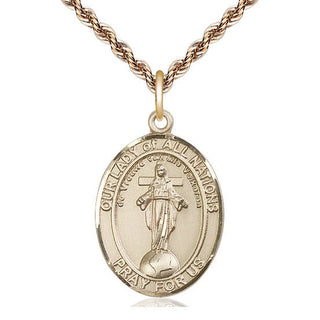 14kt Gold Filled Our Lady of All Nations Medal Catholic Jewelry Engraved Catholic Saint Jewelry
