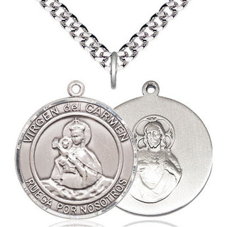 Sterling Silver Virgen del Carmen Medal Catholic Jewelry