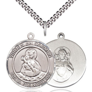 Sterling Silver Virgen del Carmen Medal Catholic Jewelry