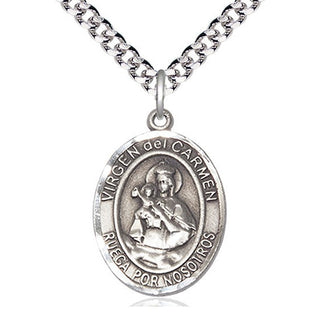 Sterling Silver Virgen del Carmen Medal Catholic Jewelry