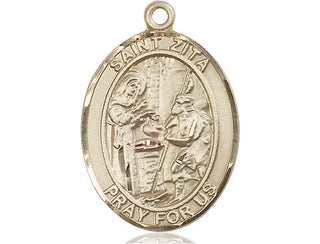 14kt Gold Filled Saint Zita Medal Engraved Catholic Saint Jewelry