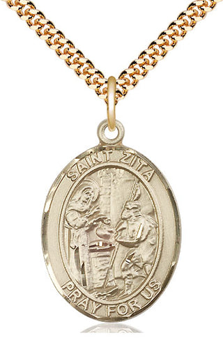 14kt Gold Filled Saint Zita Medal Catholic Jewelry Engraved Catholic Saint Jewelry