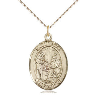 14kt Gold Saint Zita Medal Engraved Catholic Saint Jewelry