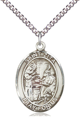 Sterling Silver Saint Zita Medal Catholic Jewelry Engraved Catholic Saint Jewelry