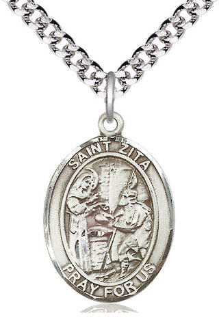 Sterling Silver Saint Zita Medal Catholic Jewelry Engraved Catholic Saint Jewelry