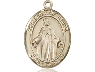 14kt Gold Filled Our Lady of Peace Medal Engraved Catholic Saint Jewelry