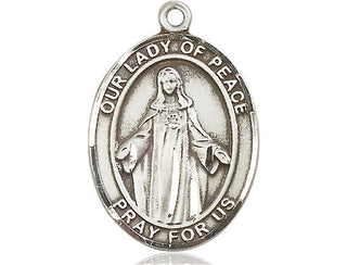 Sterling Silver Our Lady of Peace Medal Catholic Jewelry Engraved Catholic Saint Jewelry