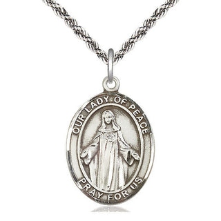 Sterling Silver Our Lady of Peace Medal Catholic Jewelry Engraved Catholic Saint Jewelry