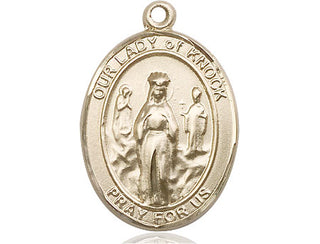 14kt Gold Filled Our Lady of Knock Medal Engraved Catholic Saint Jewelry