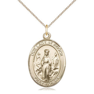 14kt Gold Our Lady of Knock Medal Engraved Catholic Saint Jewelry