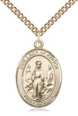 14kt Gold Our Lady of Knock Medal Engraved Catholic Saint Jewelry