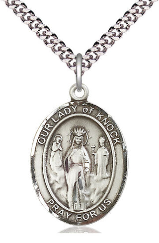 Sterling Silver Our Lady of Knock Medal Catholic Jewelry Engraved Catholic Saint Jewelry