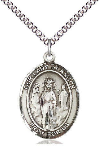 Sterling Silver Our Lady of Knock Medal Catholic Jewelry Engraved Catholic Saint Jewelry