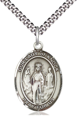 Sterling Silver Our Lady of Knock Medal Catholic Jewelry Engraved Catholic Saint Jewelry