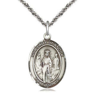 Sterling Silver Our Lady of Knock Medal Catholic Jewelry Engraved Catholic Saint Jewelry