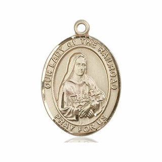 14kt Gold Filled Our Lady of the Railroad Medal Engraved Catholic Saint Jewelry