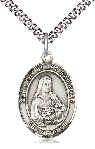 Sterling Silver Our Lady of the Railroad Medal Catholic Jewelry Engraved Catholic Saint Jewelry