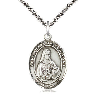 Sterling Silver Our Lady of the Railroad Medal Catholic Jewelry Engraved Catholic Saint Jewelry