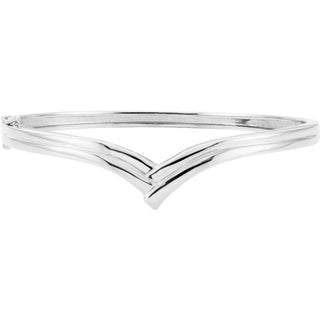 14K White 6.8 mm V Hinged Bangle 6 1/2" Bracelet