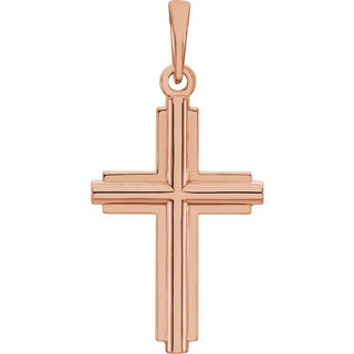 14K Rose Cross Pendant