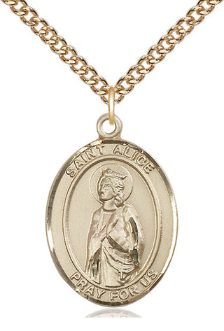 14kt Gold Saint Alice Medal Engraved Catholic Saint Jewelry