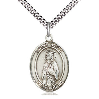 Pewter Saint Alice Medal Catholic Jewelry Engraved Catholic Saint Jewelry