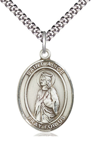 Sterling Silver Saint Alice Medal Catholic Jewelry Engraved Catholic Saint Jewelry