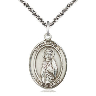 Sterling Silver Saint Alice Medal Catholic Jewelry Engraved Catholic Saint Jewelry