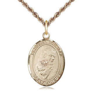 14kt Gold Filled Blessed Trinity Medal Catholic Jewelry Engraved Catholic Saint Jewelry